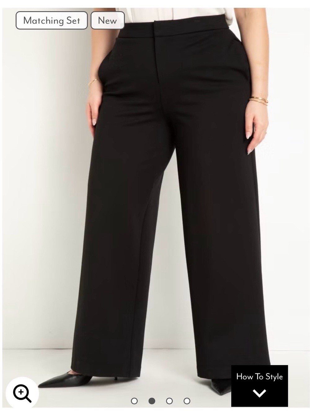 Eloquii Black Wide-Leg Pull-On Trousers